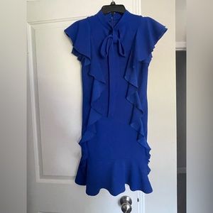 Women’s tie neck short sleeve royal blue party cocktail dress S